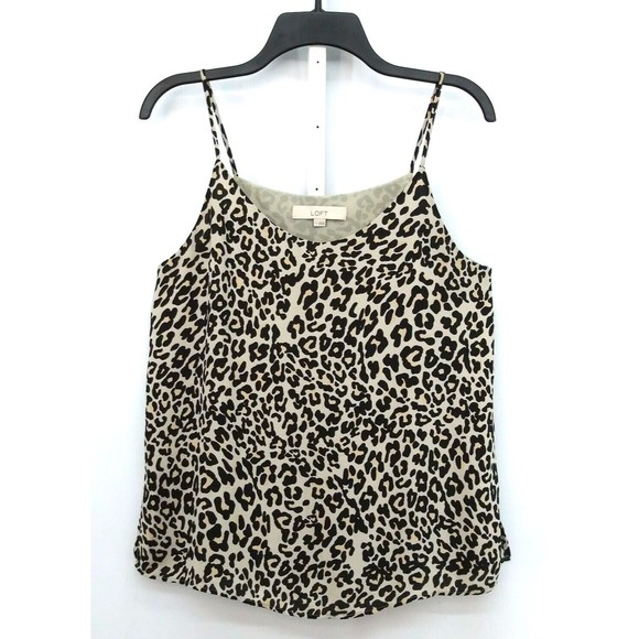Loft Tank Womens Small Brown Animal Print Spaghetti Strap Pullover Top - Picture 1 of 6